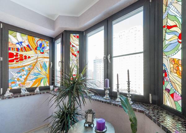 Витражи на балконе в Мытищах